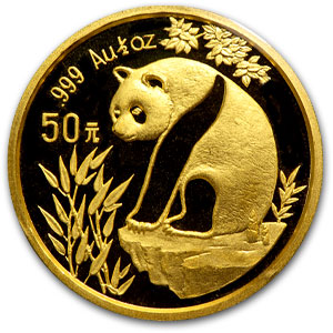 1993 China 1/2 oz Gold Panda Large Date BU (Sealed)