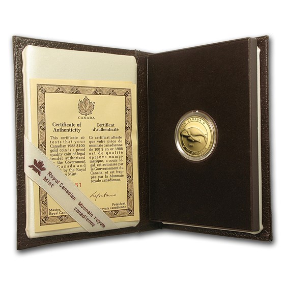 1988 Canada 1/4 oz Proof Gold $100 Bowhead Whale