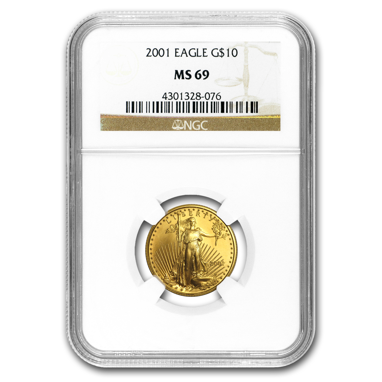 2001 1/4 oz American Gold Eagle MS-69 NGC