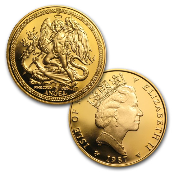 1987 Isle of Man Angel 5-Pc Gold Proof Set (1.9 oz)