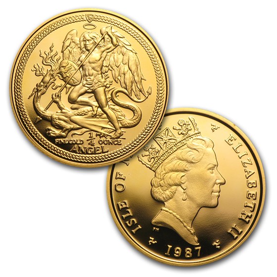 1987 Isle of Man Angel 5-Pc Gold Proof Set (1.9 oz)