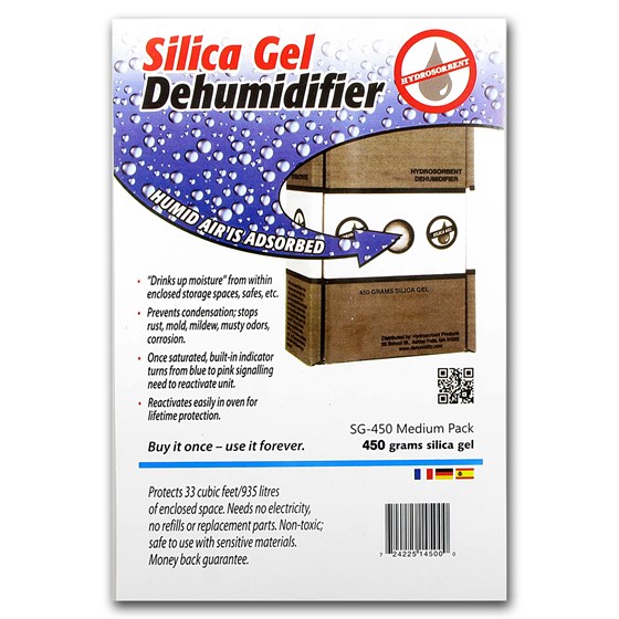 Silica Gel - Dehumidifier Crystals (450 Gram Desiccant Box)
