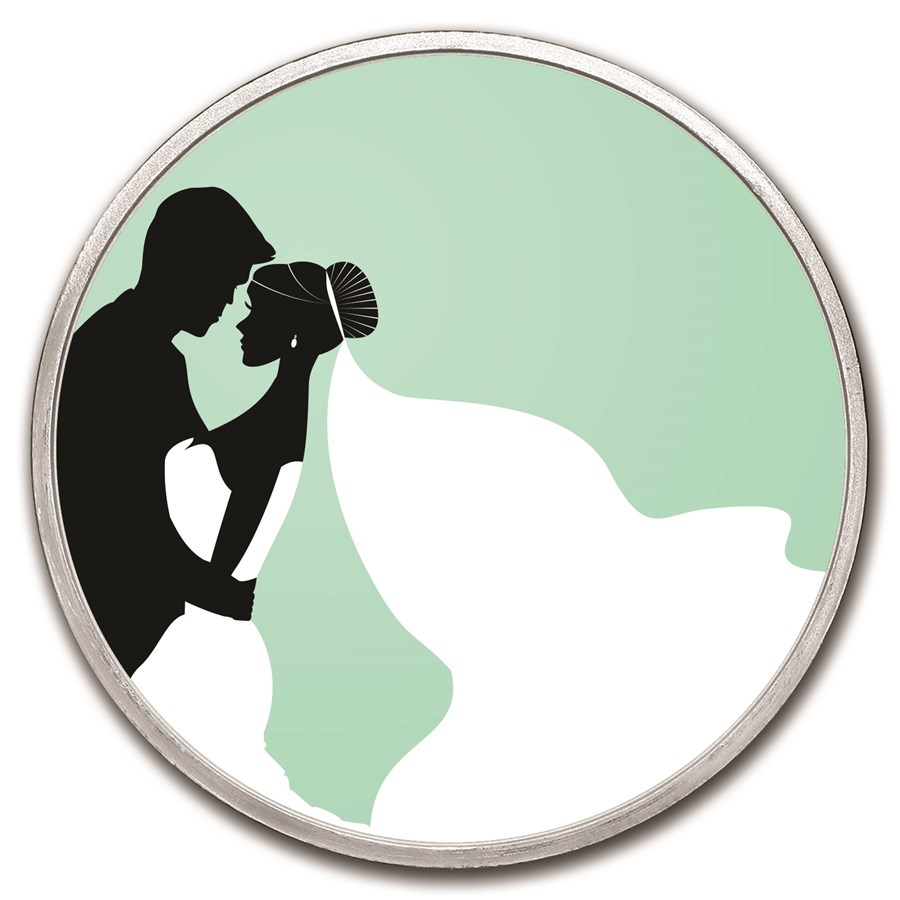 1 oz Silver Colorized Round - APMEX (Kiss The Bride)