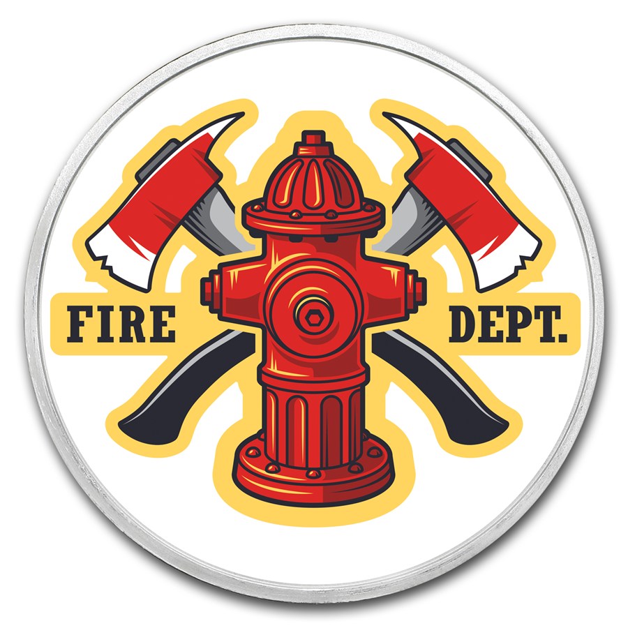 1 oz Silver Colorized Round - APMEX (Firefighter)