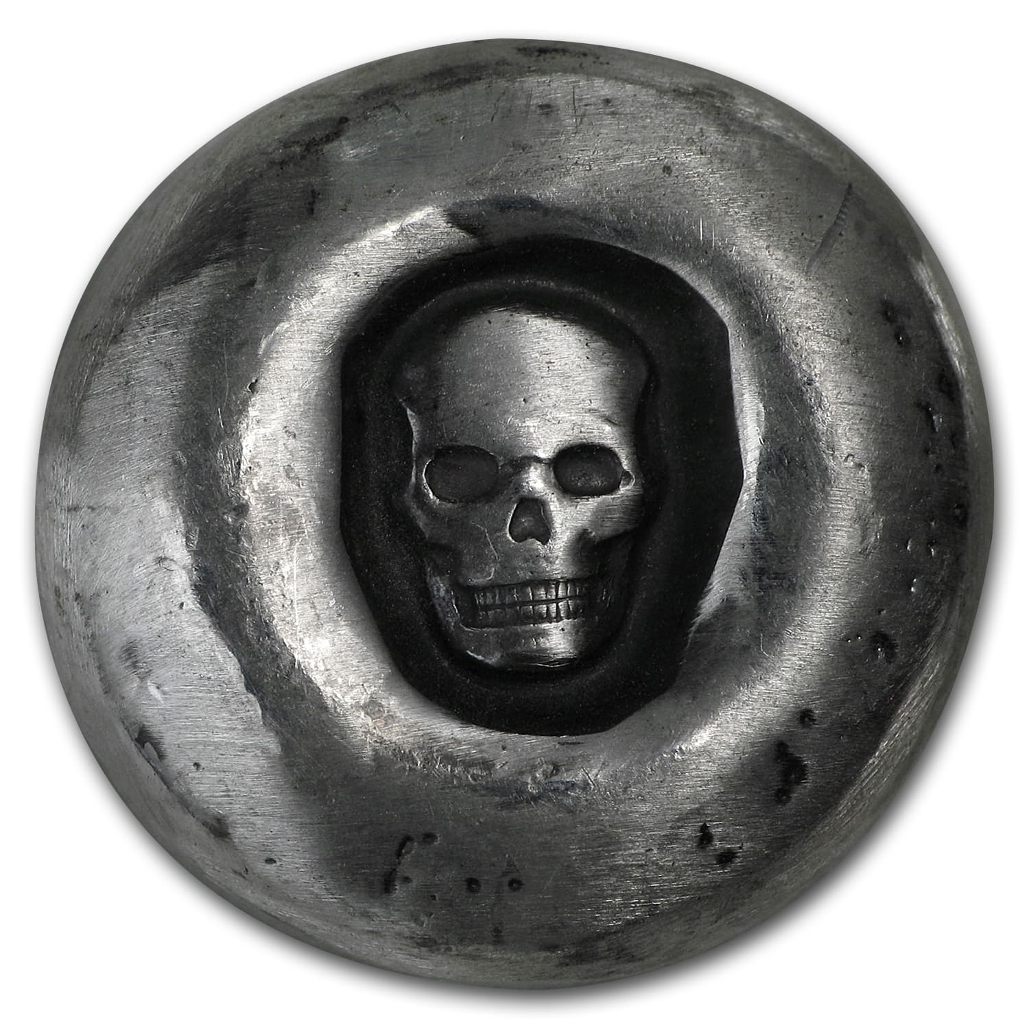1 oz Hand Poured Silver Round - Sunken Skull