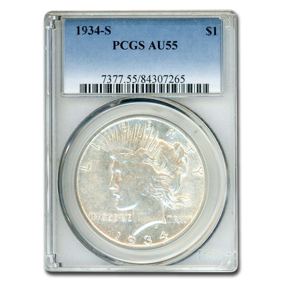 1934-S Peace Dollar AU-55 PCGS 1934-S Peace Dollar AU-55 PCGS