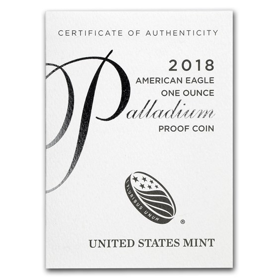 2018-W 1 oz Proof American Palladium Eagle (w/Box &amp; COA)