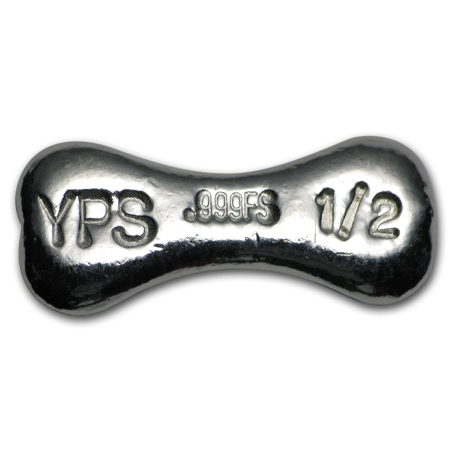 1/2 oz Hand Poured Silver Dog Bone