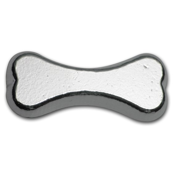 1/2 oz Hand Poured Silver Dog Bone