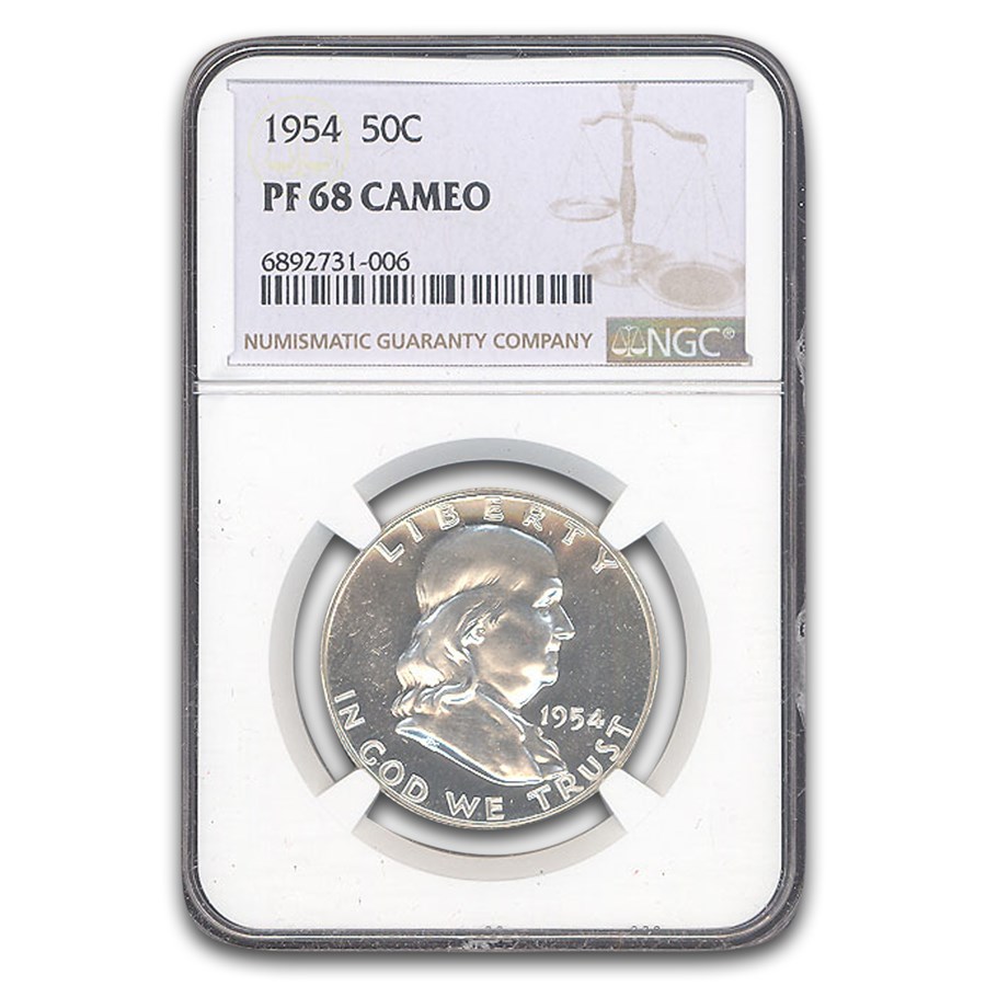 1954 Franklin Half Dollar PF-68 Cameo NGC