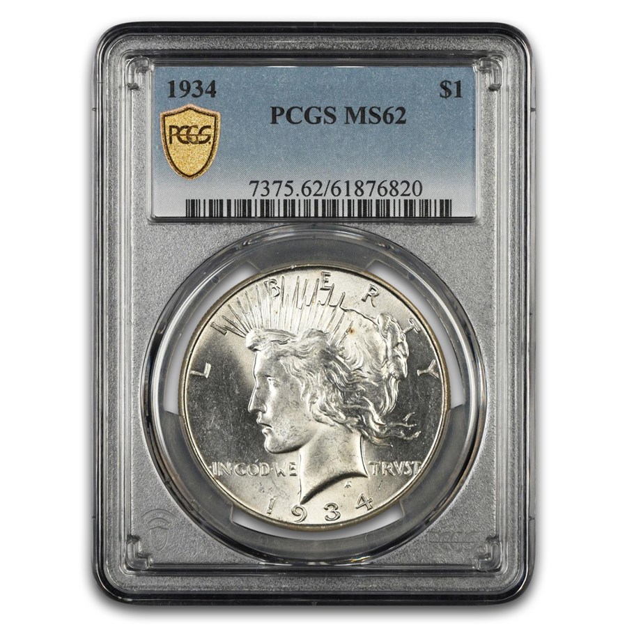 1934 Peace Dollar MS-62 PCGS