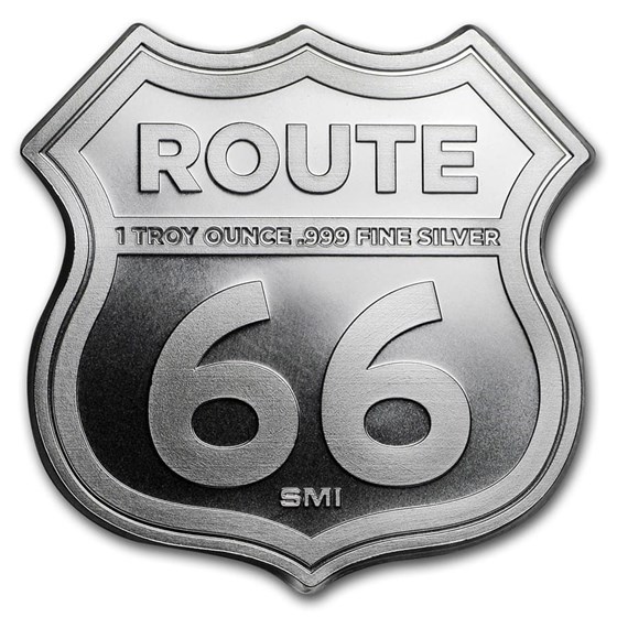 1 oz Silver - Icons of Route 66 Shield (Illinois Gemini Giant)