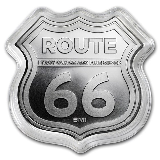 1 oz Silver - Icons of Route 66 Shield (Illinois Gemini Giant)
