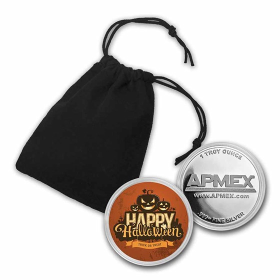 1 oz Silver Colorized Round - APMEX (Pumpkins, Trick or Treat)