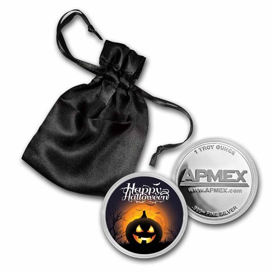 1 oz Silver Colorized Round - APMEX (Jack-o'-lantern)