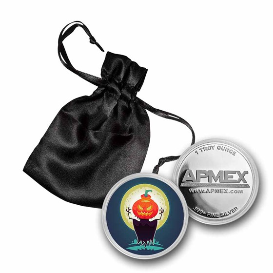 1 oz Silver Colorized Round - APMEX (Pumpkin Ghoul)