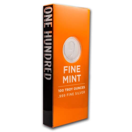 100 oz Cast-Poured Silver Bar - 9Fine Mint