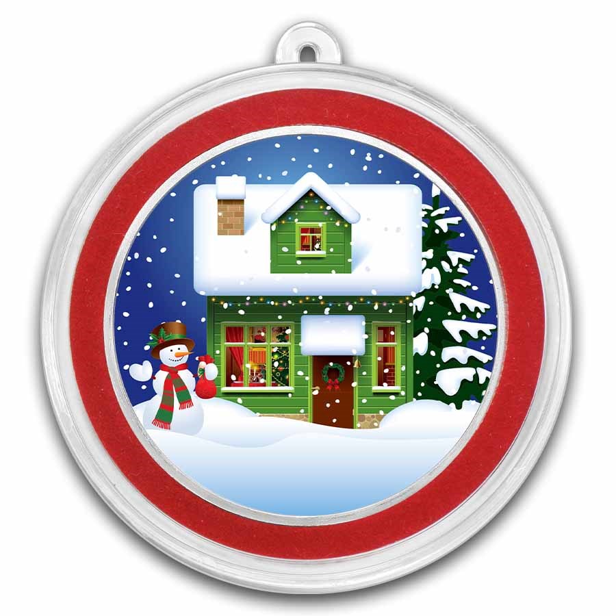 2026 1 oz Silver Colorized Round - Snowman & Cozy House