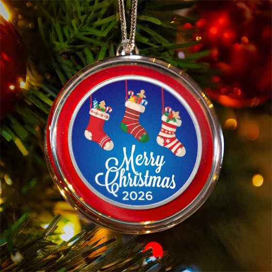 2026 1 oz Silver Colorized Round - Merry Christmas Stockings