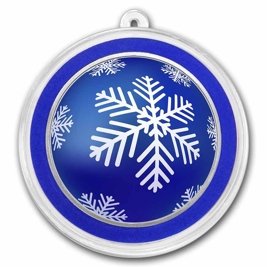 2026 1 oz Silver Colorized Round - Blue Snowflake Ornament