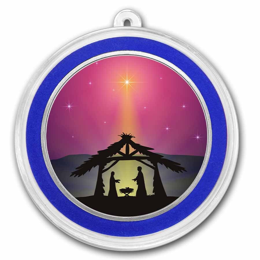 2026 1 oz Silver Colorized Round - Jesus In The Manger Purple