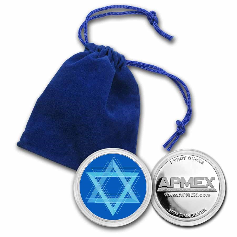 1 oz Silver Colorized Round - APMEX (Star of David)
