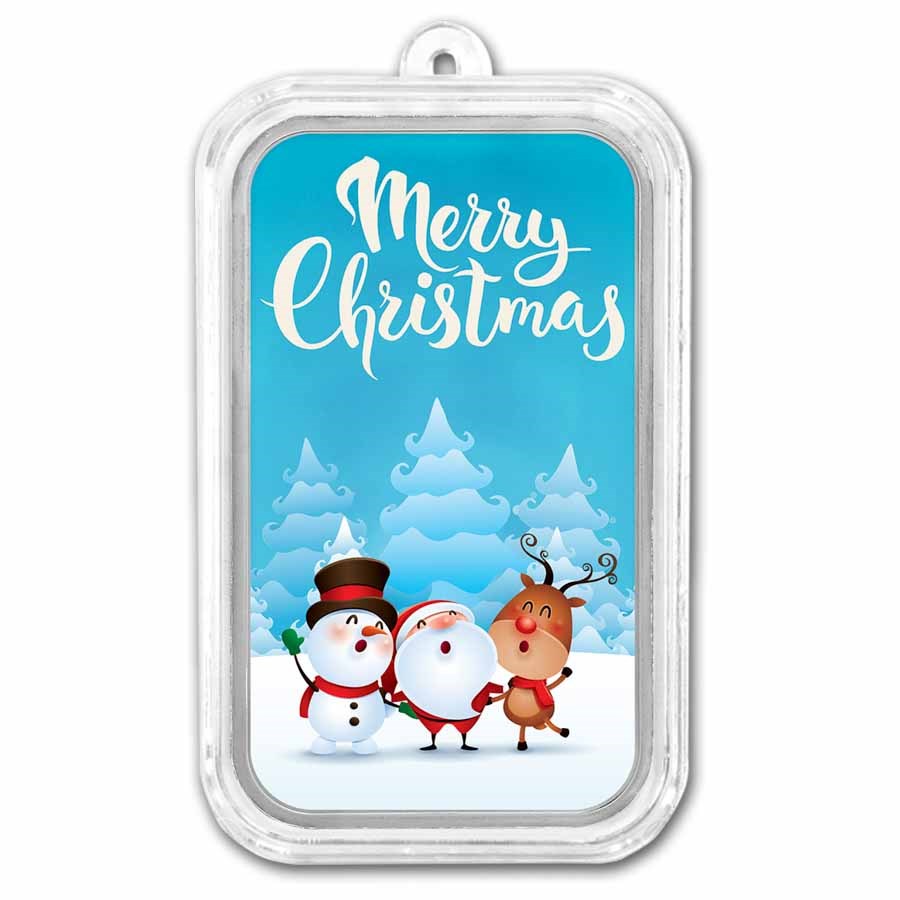 2026 1 oz Silver Colorized Bar - Merry Christmas Carolers
