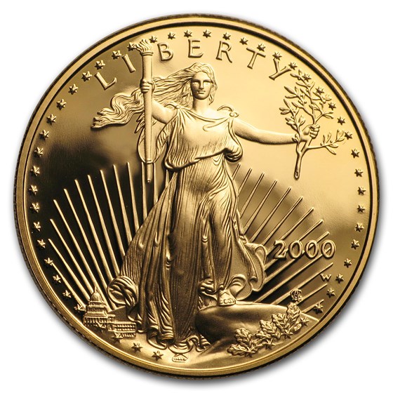 2000-W 1/2 oz Proof American Gold Eagle (w/Box &amp; COA)