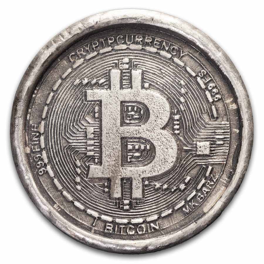 1 oz Hand Poured Silver Round - Bitcoin
