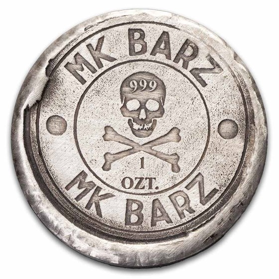 1 oz Hand Poured Silver Round - Bitcoin