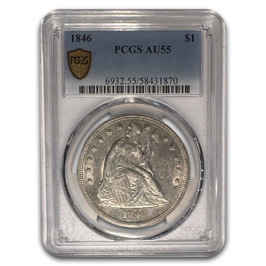 1846 Liberty Seated Dollar AU-55 PCGS