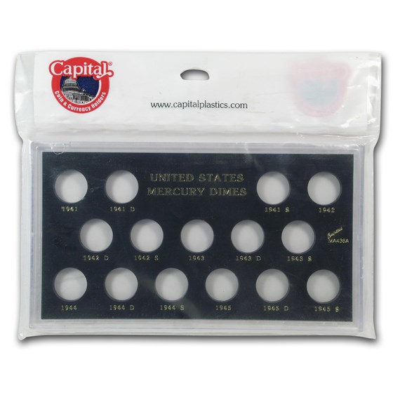 Capital Plastic Hard Currency Holder MA436A - US Mercury Dime Set