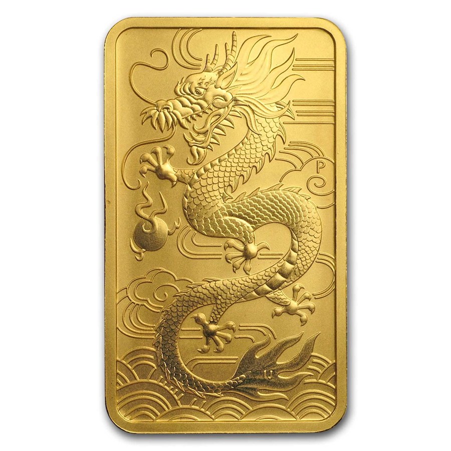 2018 Australia 1 oz Gold Dragon Rectangular Coin BU
