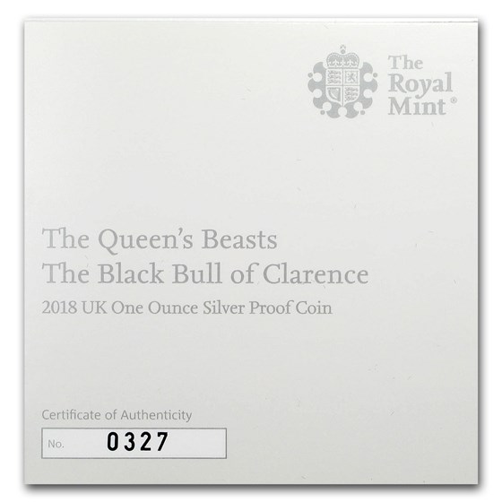 2018 GB Proof 1 oz Silver Queen's Beasts Bull (w/Box &amp; COA)