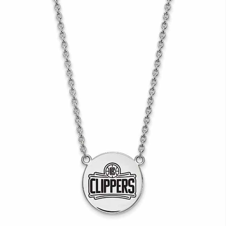 Sterling Silver NBA Los Angeles Clippers Disc Pendant Necklace