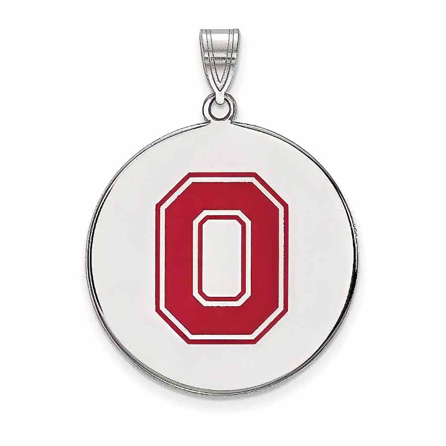 Sterling Silver Ohio State University XL Enamel Disc Pendant