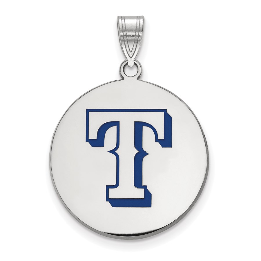 Sterling Silver MLB Texas Rangers Disc Pendant