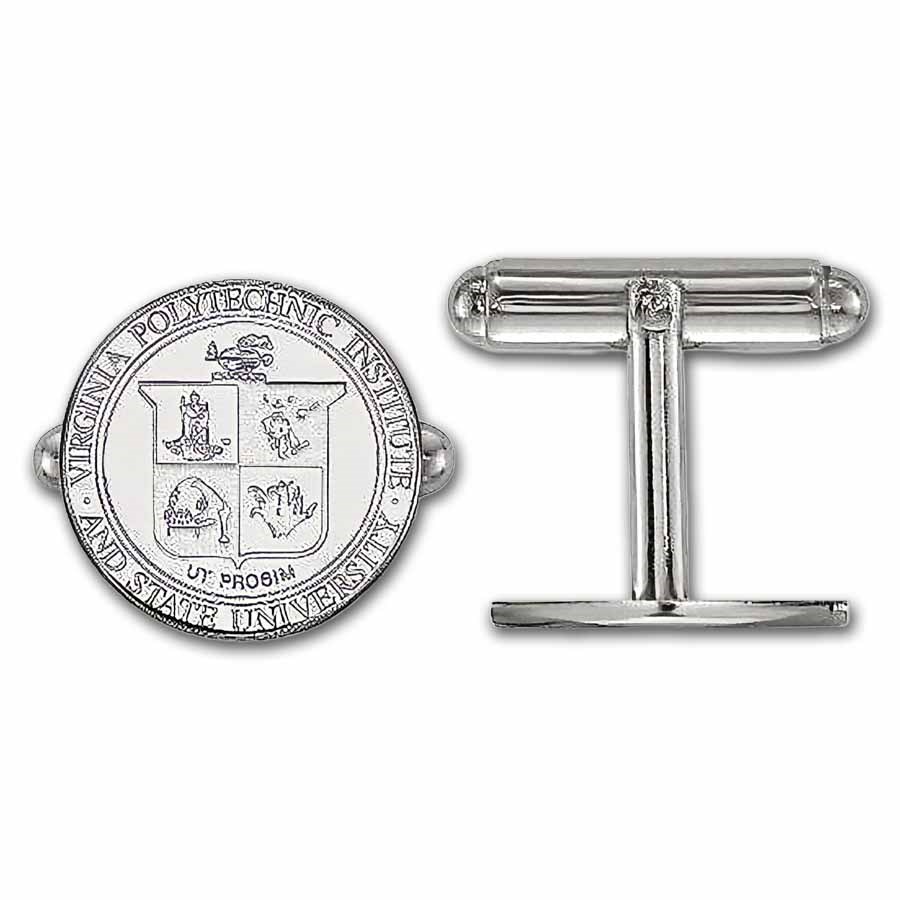 Sterling Silver Virginia Tech Crest Cuff Link