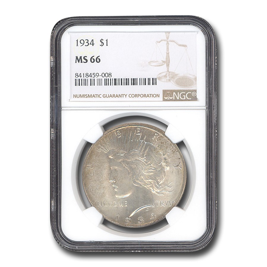 1934 Peace Dollar MS-66 NGC