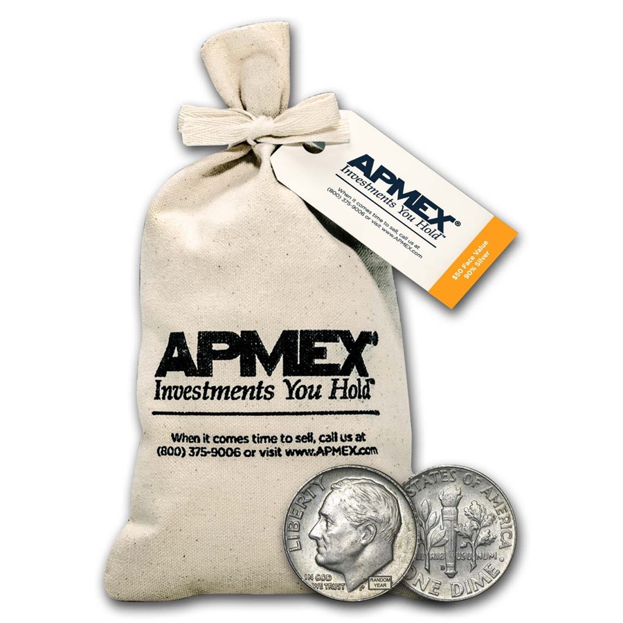 90% Silver Roosevelt Dimes $50 Face Value Bag 90% Silver Roosevelt Dimes $50 Face Value Bag