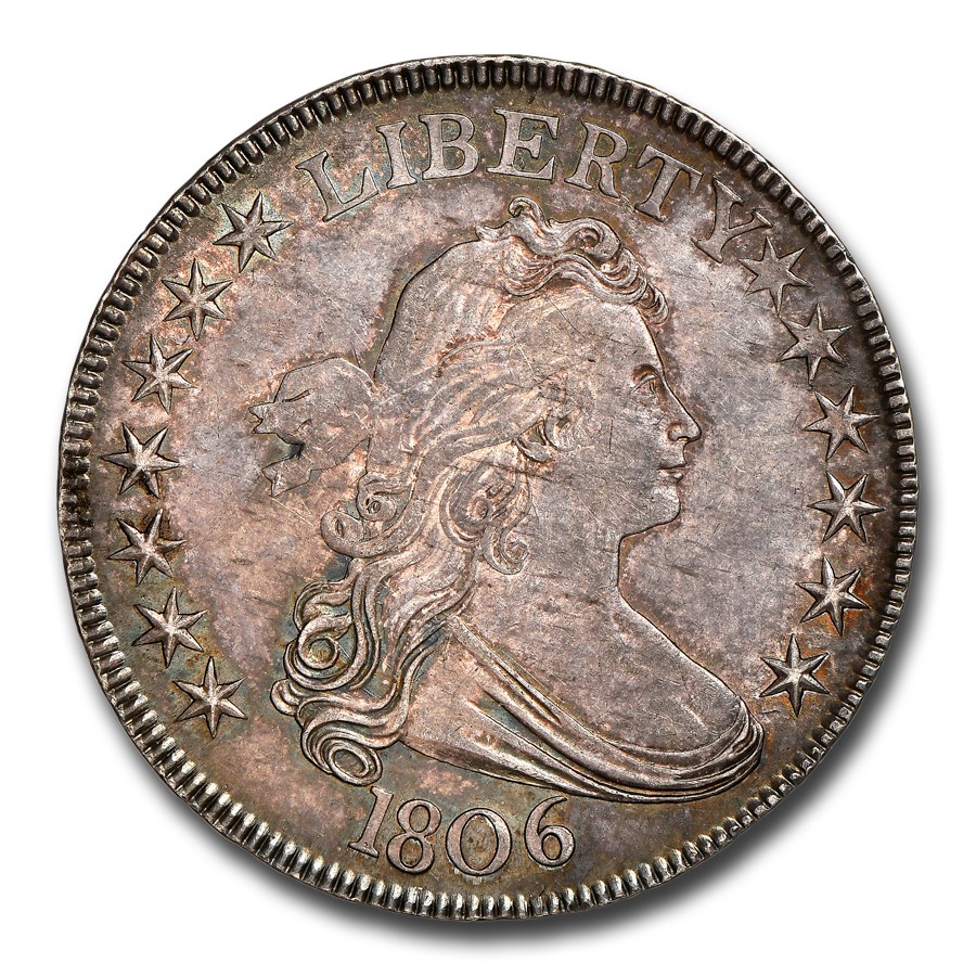 1806 Bust Half Dollar MS-64 NGC (Pointed 6, Stem)