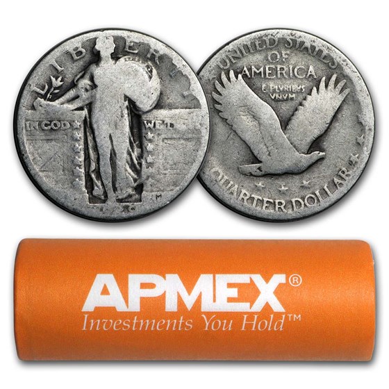90% Silver Standing Liberty Quarters 40-Coin Roll (Dateless)