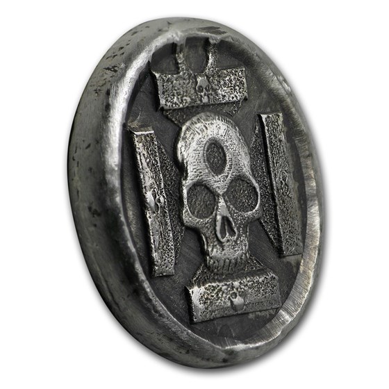 1 oz Hand Poured Silver Round - Iron Cross Skull