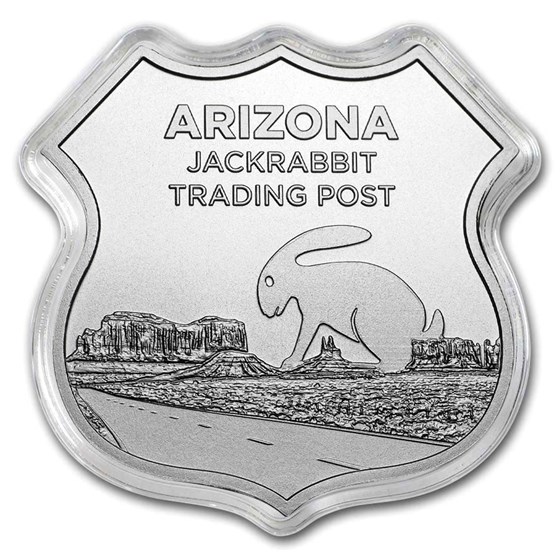 1 oz Silver - Icons of Route 66 Shield (Jack Rabbit Trading Post)
