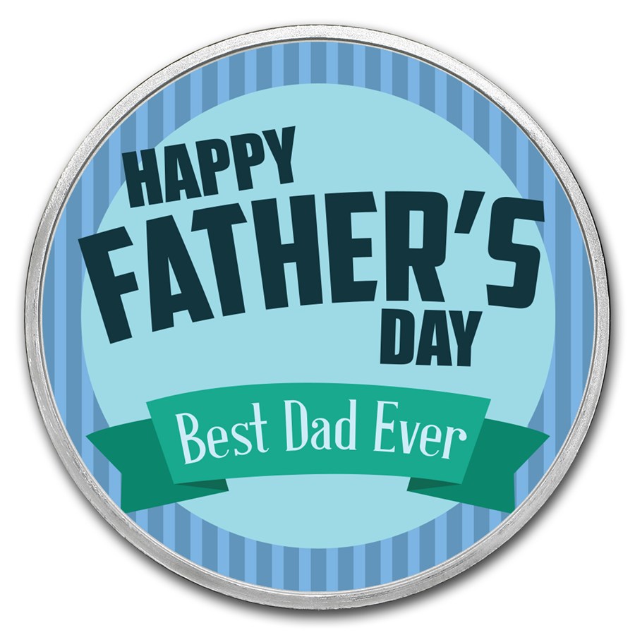 1 oz Silver Colorized Round - APMEX (Best Dad Ever, Pinstripes)