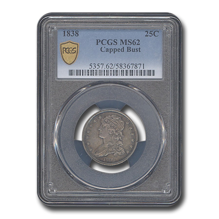 1838 Capped Bust Quarter MS-62 PCGS