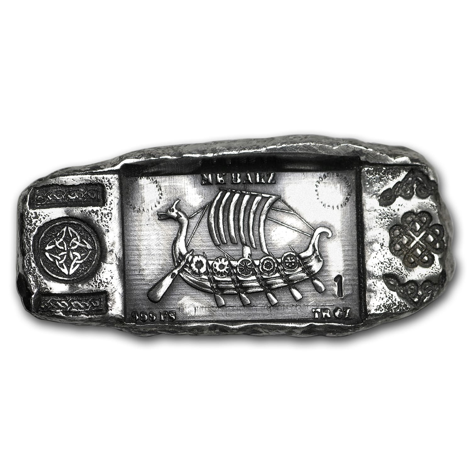 1 oz Hand Poured Silver Relic Bar - Viking Longship