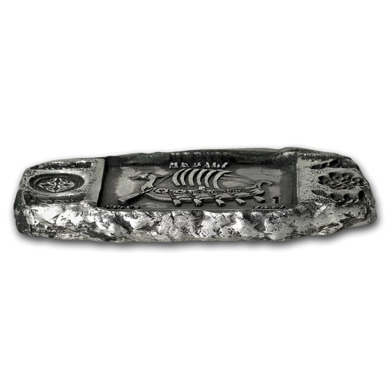 1 oz Hand Poured Silver Relic Bar - Viking Longship