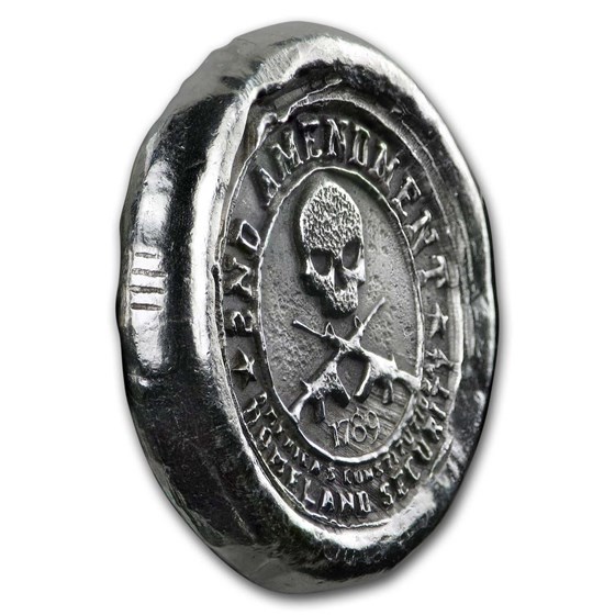 1 oz Hand Poured Silver Round - 2nd Amendment Skull