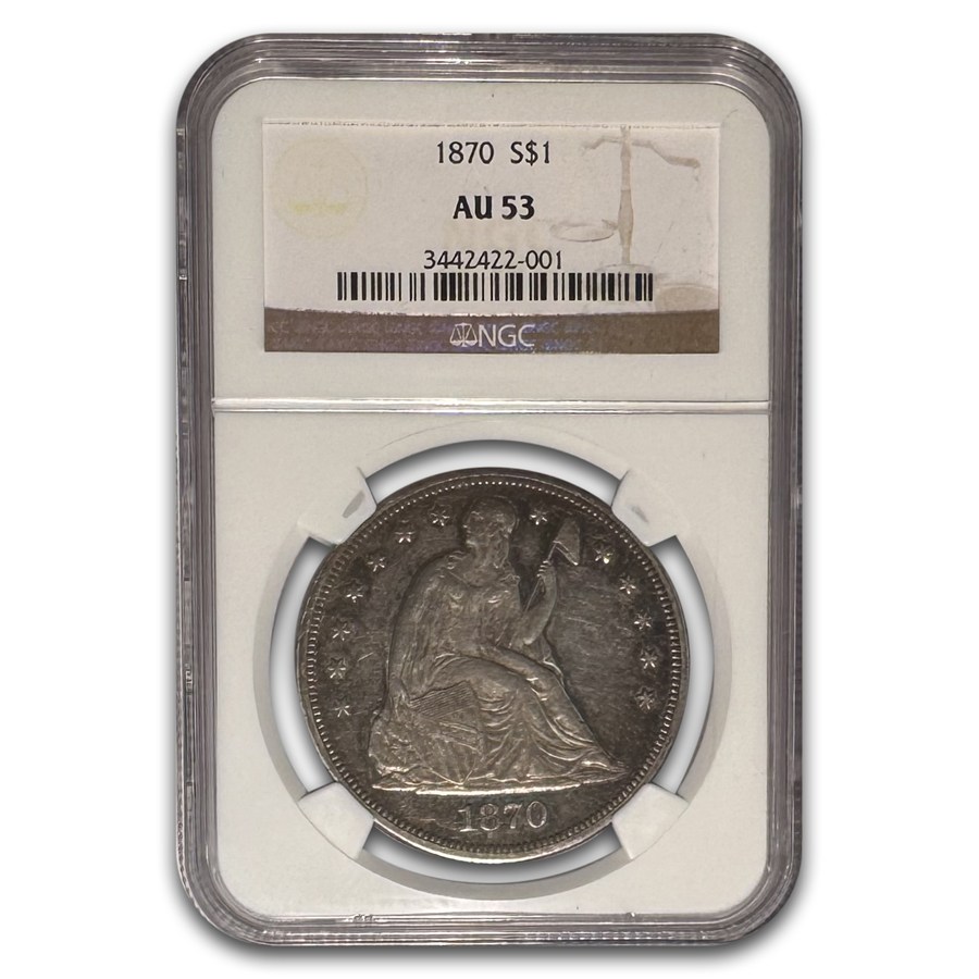1870 Liberty Seated Dollar AU-53 NGC